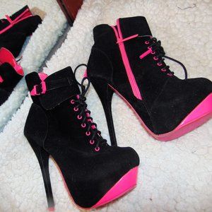 Hot Hot Hot! Hot Pink & Black Platforms by…
